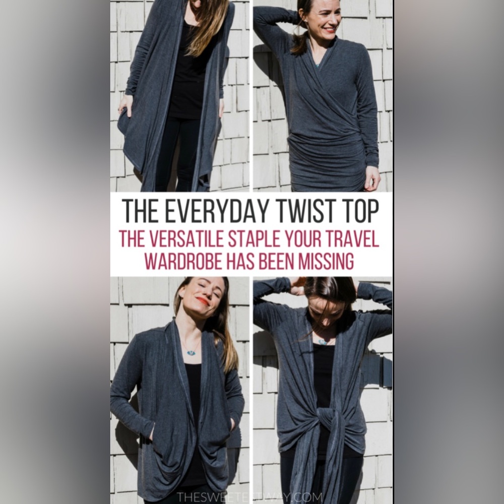 ENCIRCLED 🇨🇦 The Everyday Twist Top Women’s SZ L 💥 GREY 💥 Travel Cardigan Duster - Picture 9 of 17